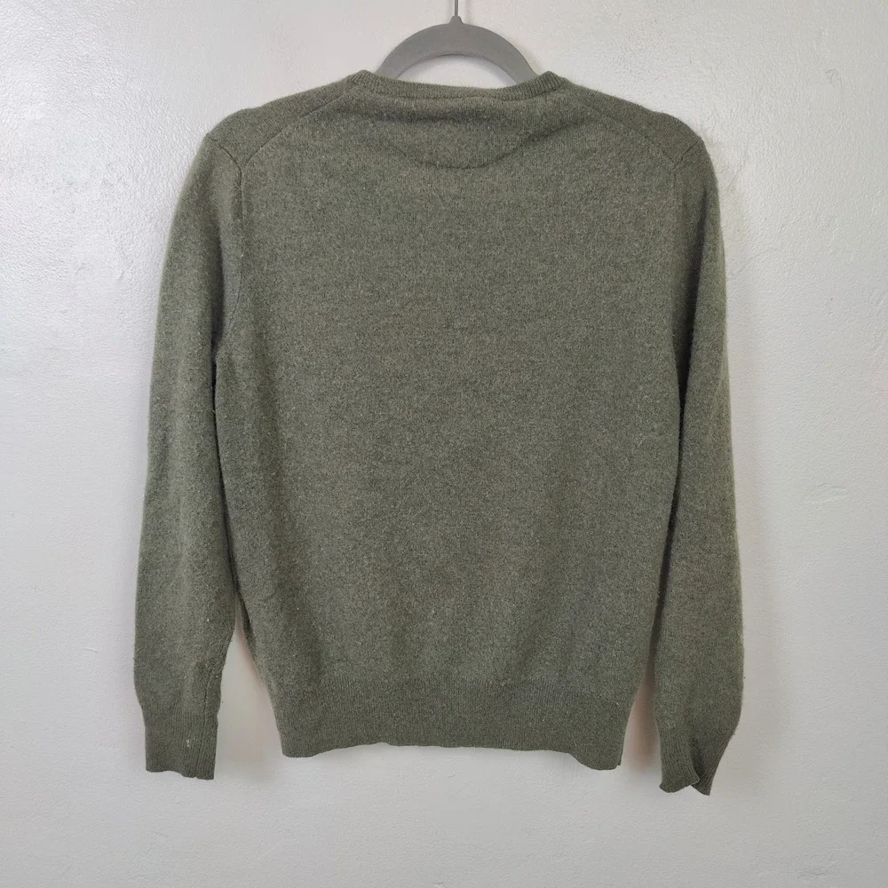 Polo Ralph Lauren Mens Sweater Small Green Wool Crewneck Preppy Gorpcore FLAWED
